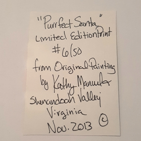 ACEO Mini Art Print "Purfect Santa" By Kathy Manuel #6/50 - Picture 2 of 4